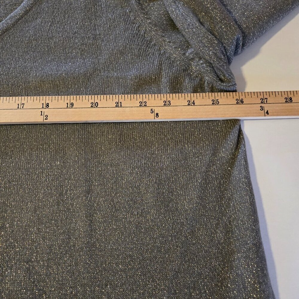 Avenue Gray Grey Long Sleeve Scoop Neck Metallic Sweater Plus Sz 22/24 - Picture 9 of 14